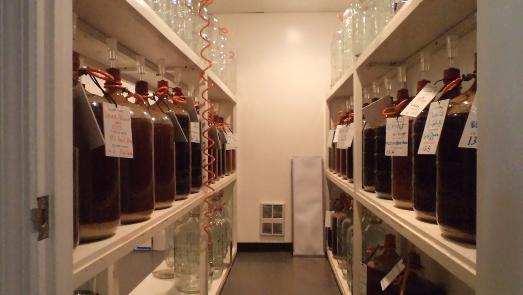 Inside the temperature-controlled fermentation room.